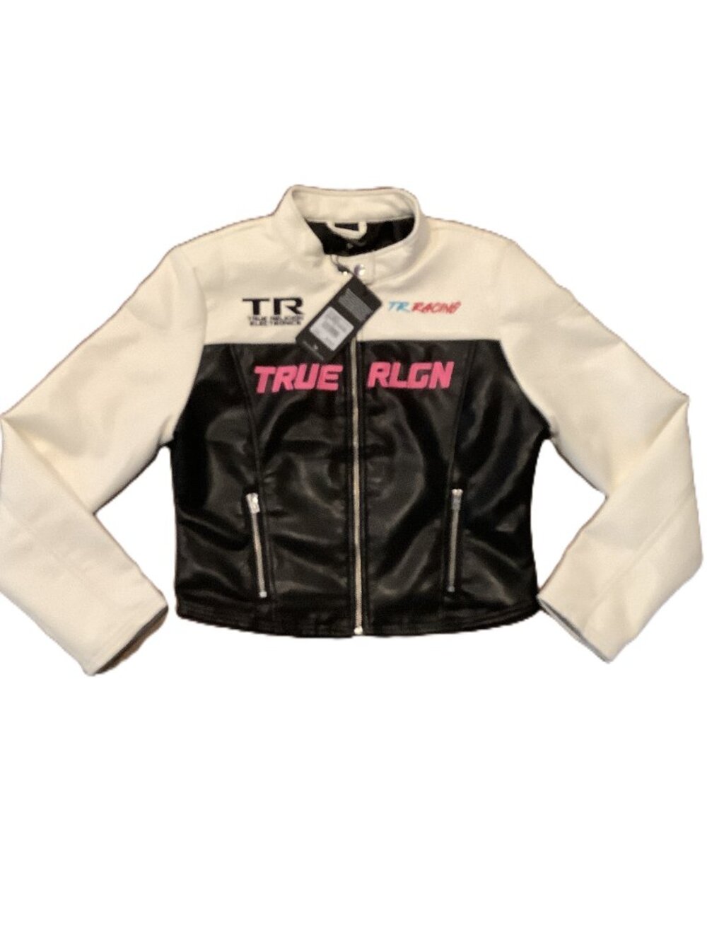 New Women's True Religion Racer Moto Faux Leather Jacket Size M MSRP $204